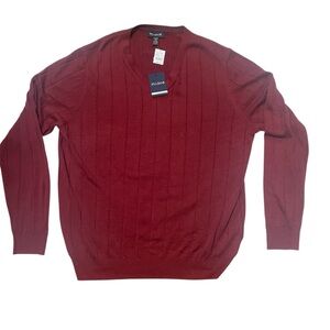 Jos. A. Bank Red V-Neck Tailored Fit Sweater 3XLT Old Money Preppy Workwear